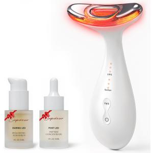 3-in-1 for Aurora Red Light for Face & Neck Beauty Massager, with Suction, Vibration, Heat, 3 Light Therapies for Skin Glow, Face Lift, Neck Firm, White