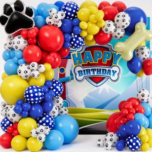 ALL-IN-1 Paw Balloons Garland Arch Kit with BONUS Dog Bone & Paw Print Balloons for Paw Birthday Decorations Paw Balloons Backdrop, Paw Party Supplies for 3rd yo Boy