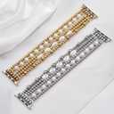 Beaded Bracelet Compatible with Apple Watch Band 41mm 40mm 38mm 42(Series10) Women, Stainless Steel Gold & Silver Beads, Cute Handmade Elastic Stretch Strap for iWatch Series SE 10 9 8 7 6 5 4 3 2 1