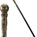 JOYIN Halloween Staff, Elegant Vintage Gold Walking Cane Prop Stick Kids Women Men Costume Party, Halloween Cane for Pretend and Play Costume, Vampire Dress Up Parties