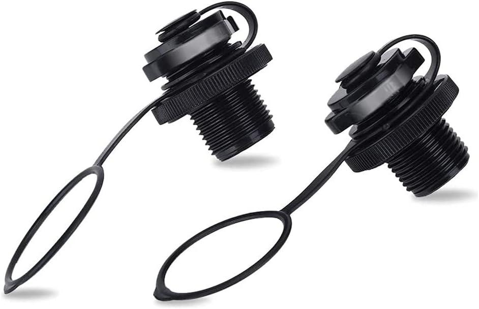 Inflatable Boat Air Valve,2PCS Inflatable Boat Spiral Air Plugs One-Way Inflation Replacement Screw for Inflatable Boat (Black)