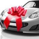 Mifflin-USA Big Car Bow (Red, 23 inch) Gift Bow, Giant Bow for Car, Birthday Bow, Huge Car Bow, Car Bows, Big Red Bow, Bow for Gifts, Christmas Bow for Cars, Gift Wrapping, Big Gift Bow