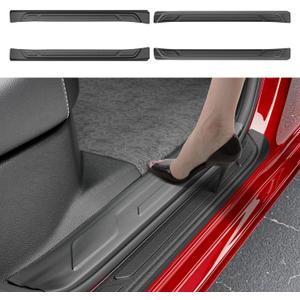 powoq Exterior Door Sill Protector Compatible with 2022-2026 Toyota Tundra Door Sill Guard TPE Car Threshold Protector Entry Guard Replacement for 2022-2026 Toyota Tundra Accessories