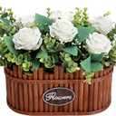 Nagobi Table Centerpieces for Dining Room, PreMade Dining Table Centerpiece Decor, Wooden Vase Flower Arrangements for Coffee Table Farmhouse Kitchen Living Room (Champagne, 6 Pack) 