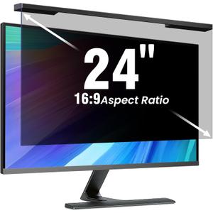 Hanging 24 Inch Computer Privacy Screen Filter, Hanging Computer Screen Privacy Cover, Compatible with, 24 Inch 16:9 Widescreen Monitors, Protect Eyes from Glare and Blue Light