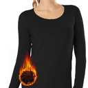 MANCYFIT Thermal Tops for Women Fleece Lined Shirt Long Sleeve Base Layer V Neck (Small, Scoop Neck-black)