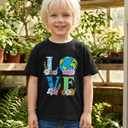 Toddler Boys Earth Shirt for Kids Girls Earth T-Shirts Tops Funny Graphic Tee Short Sleeve 2T-8Y (Black)