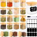20 Pack 4 oz Square Glass Spice Jars with Lids and Labels  Airtight Small Seasoning Containers Set, Clear Glass Storage Jars for Seasoning, Spices, Kitchen Pantry Organization