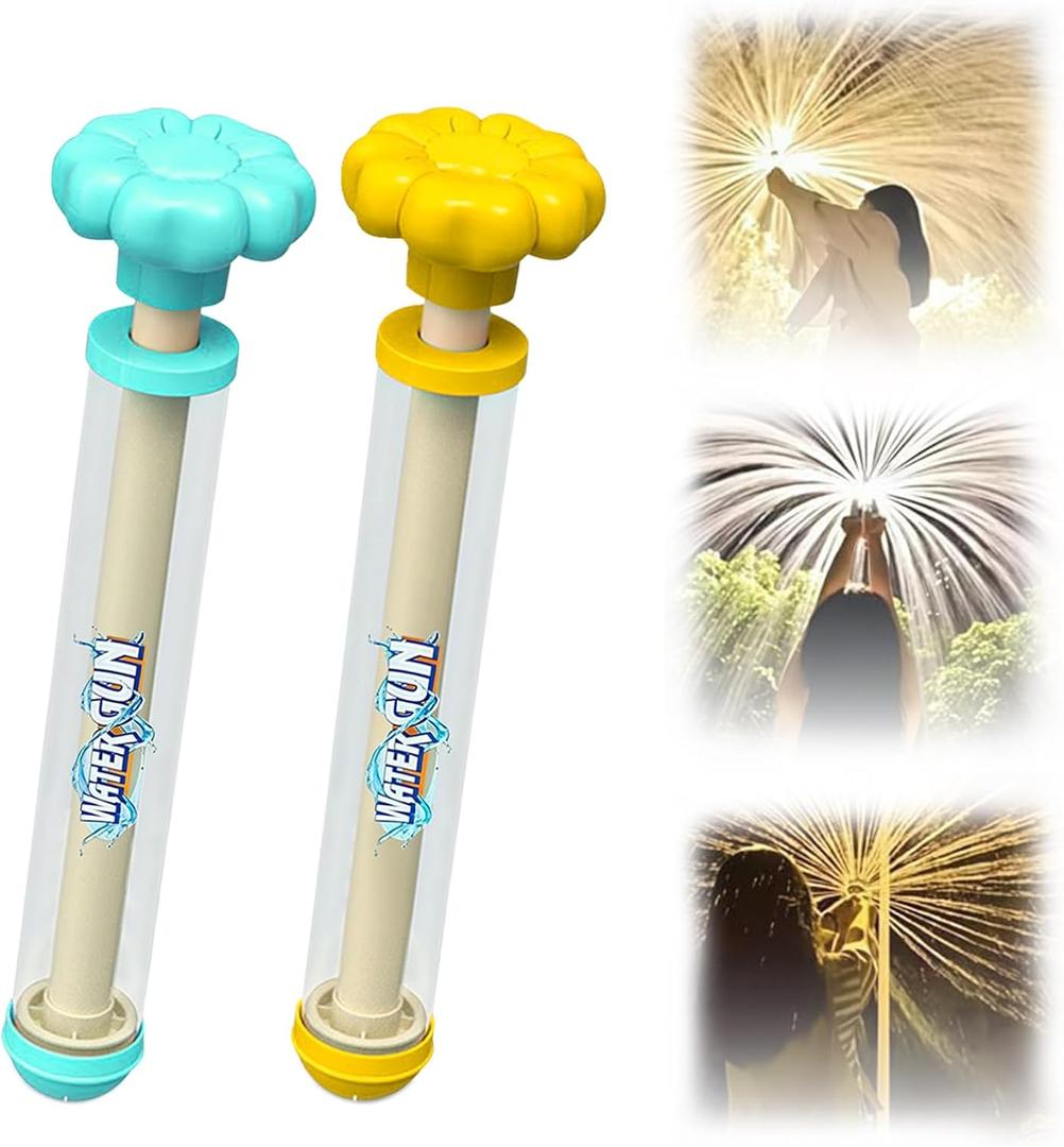 Romantic Firework Water Spray Gun for Couples, 3 Spray Modes (Fireworks/Fan/Jet), High Pressure Pull-Out Sprinkler Spray Gun, Summer Pool & Beach Party (2Pcs)