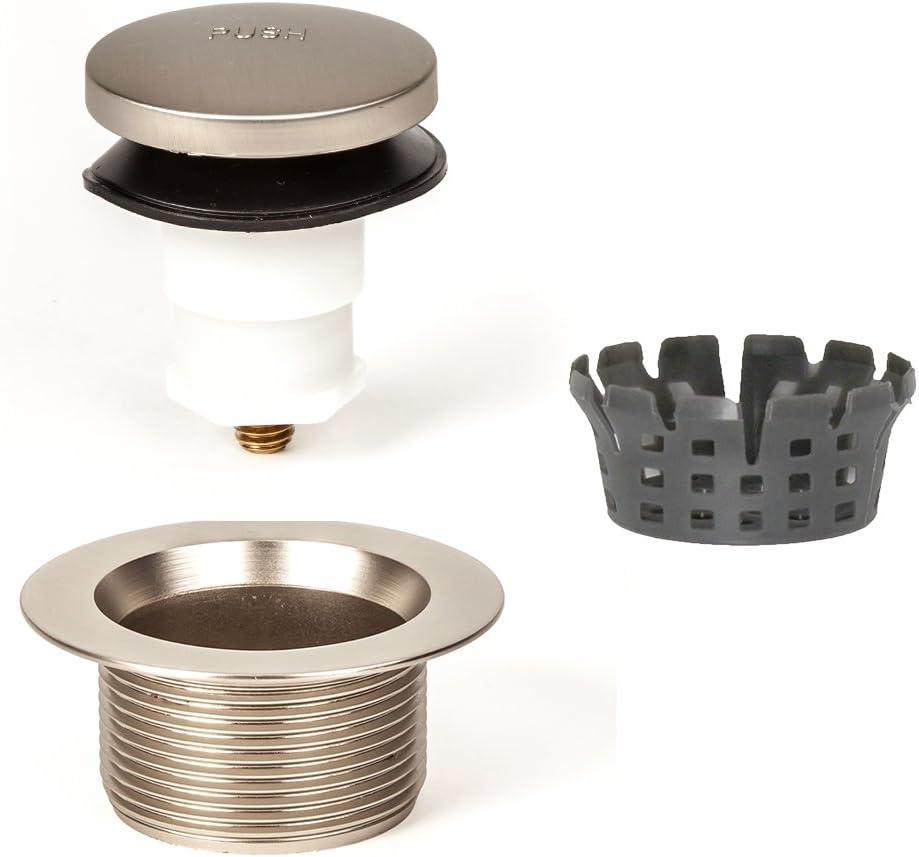 PF WaterWorks Toe Touch (Foot Actuated) Bath Tub Drain Assembly with Gasket - Coarse Thread 11.5 Threads Per Inch - Free Hair Catcher/Strainer;Brushed Nickel; PF0920-BN-TT-C