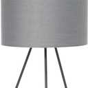 Simple Designs LT1213-GOG 14" Modern Wire Table Lamp with Drum Fabric Shade, for Living Room, Bedroom, Office, Gray