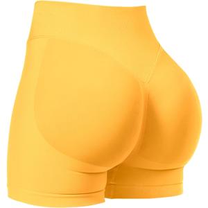 VOYJOY Women Workout Impact Shorts 3.6"/ 4.5" Scrunch Butt Lifting Gym Seamless Booty Biker Shorts (Yellow, L)