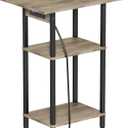 Tall End Table with Charging Station, Skinny Nightstand with USB Ports and Outlets, 3 Tier Narrow Side Table with Storage for Bedroom, Living Room, Office, Greige