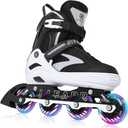Kids Adjustable Inline Skates with Light Up Wheels for Boys Girls Ages 5-8 8-12, Youth Roller Skates for Beginners Teens Adults, Outdoor Indoor Birthday Gift Only 1 Pair, Size Large