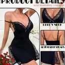 txsrbsj Sexy Sleepwear for Women Lace Trim Slit Nightgowns Lace Chemise Modal Sleep Dress with Thong Pijamas de Mujer Black (Black, M)