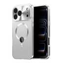 Doulings Magnetic Metal Edge Full Body Military Drop Protection for iPhone 17 Pro Max Case,Compatible with MagSafe,Rugged Built-in Privacy Screen Protector Logo View Shockproof Cover,Silver