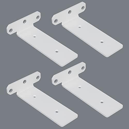 Alise Floating Shelf Brackets, White L Bracket for Shelves Heavy Duty Thickened and Widen Hidden Brace Joint Angle Brackets for Wooden Board Hanging Supports Blind Shelf Wall Mount 6 Inch, Pack of 4