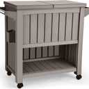 YITAHOME 85 Quart Rolling Cooler Cart with Bottle Opener Drainage, Portable Cooler on Wheels, Outdoor Beverage Cart Ice Chest for Patio Pool Deck Party BBQ Cookouts (Taupe)