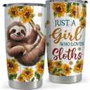 SANDJEST Sloth Tumbler 20Oz Stainless Steel Insulated Coffee Travel Mug Cup for Women Girls Sloth Gifts for Birthday Christmas Mothers Day