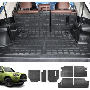 powoq Backrest Mat Compatible with 2010-2024 Toyota 4Runner 7-Seat Cargo Mat TPE Material Trunk Liner Replacement for 2010-2024 Toyota 4Runner Accessories (Cargo Mat+2nd Backrest Mat+3rd Backrest Mat)