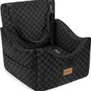JOEJOY Elevated Dog Car Seat for Small/Medium Dogs up to 35 lbs, Memory Foam Booster Seat with Detachable Washable Cover, Travel-Safe Car Bed with Safety Belts & Storage Pockets, Black