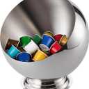 Large Capacity Coffee Pod Holder  Stainless Steel Pod Organizer and Holder | Stylish Coffee Bar Accessories & Countertop Storage (Silver with Base, L)