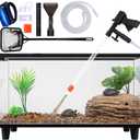 Fish Tank Cleaner Kit, Gravel Vacuum for Aquarium, Fish Tank Aquarium Vacuum Gravel Cleaner, Aquarium Siphon with Magnetic Fish Tank Glass Cleaner, Aquarium Cleaning Tools Water Changer