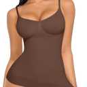 FeelinGirl Womens Tank Top Shapewear Tummy Control Tops Slimming Cami Tank Seamless Compression V Neck Camisole (Small, Brown)