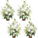 Ling's Moment 17.5" Tall Free Standing Artificial Flowers Arrangements 4 pcs Fall Wedding Aisle Runner Chair Decorations Lily of The Valley Ceremony Reception Rose Floral Party Outdoor Centerpieces (Wht-lily White & Olive)