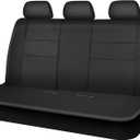 CAR PASS Leather Back Seat Cover, Universal Waterproof Bench Rear Seat Cover Zipper Split Rear Bench Protector Fit 95% Automotive Interior Covers for Cars Sedans SUVs (Rear,All Black)