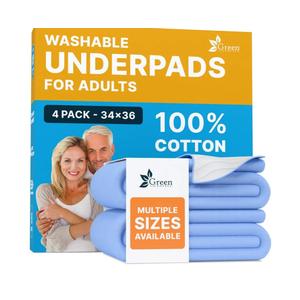 GREEN LIFESTYLE Washable Underpads - Large Bed Pads for use as Incontinence Bed Pads, Reusable Pet Pads, Great for Dogs, Cats, Bunny, Seniors Bed Pad (Pack of 4 - 34x36)