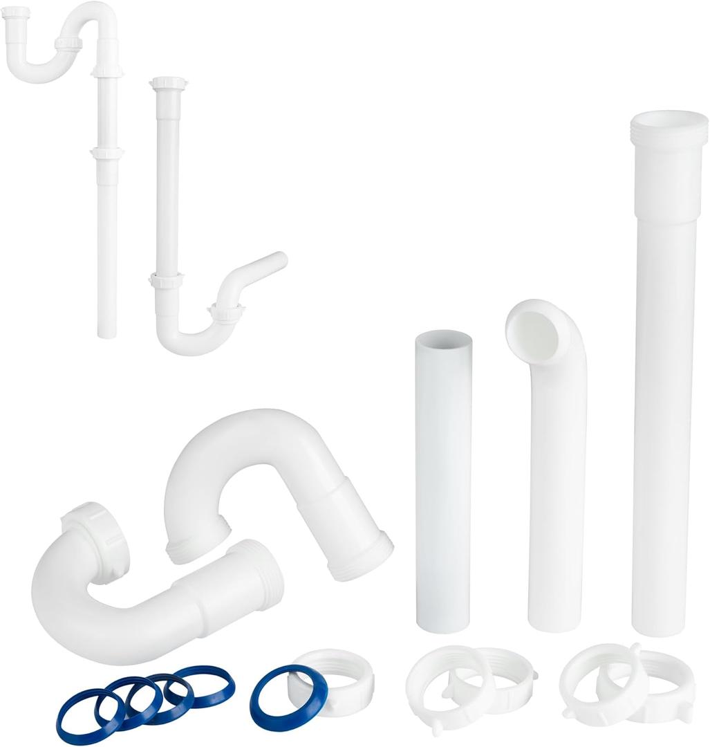 Bathroom Sink Drain Kit,for Most 1-1/4 Bathroom & Kitchen Sink Drain Repair,1-1/4 P Trap or S Trap Sink Plumbing Kit,Sink Pipe Replacement Parts