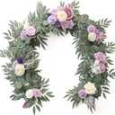 Floroom 6ft Artificial Eucalyptus Garland with Flowers Fake Greenery Faux Floral Vine Garland for Table Decor Wedding Centerpieces Bridal Shower Party Decorations, Lilac & Lavender