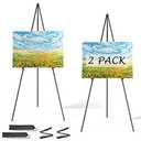 Easel Stand for Display, Aredy 63" Portable Painting Easel, Lightweight Metal Easels for Painting Canvas, Wedding Sign (2 Pack)