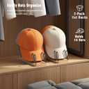 UdoUto Hat Organizer for Baseball Caps-2 PacK | Wood & Metal Hat Rack Holds 14 for Baseball Caps | Space-Saving Closet Shelf Organizer for Bedroom, Dresser, Entryway