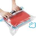 10Pack Travel Space Saver Bags (4 x S, 3 x L, 3 xL), Reusable KFYM Vacuum Travel Storage Bag, Saves 75% of Storage Space, Roll-Up Compression, No Need For Vacuum Machine Or Pump