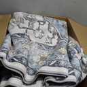 zesthome 5x7 Washable Rug-Stain Resistant Area Rugs for Living Room, Ultra-Thin Vintage Rugs, Non-Slip Backing Rug, Low Pile Large Area Rug, Boho Home Decor (Blue/Ivory)