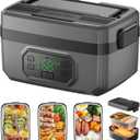 Cordless Electric Heated Lunch Box 1.6L, 24000mAh Rechargeable Self Heating Lunchbox, Portable Smart Food Warmer with Automatic Heating & Leakproof Design for Men, Office, Car, Truck & Outdoor Use