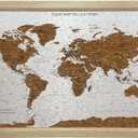 Gleneagles World Travel Map & Pin Board | Framed Pinboard | Cork Wooden Design | 70 Push Pins Included | 14.2'' x 21.2'' Personalised Home Wanderlust Decor for Travelers (Beige)