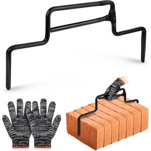 Brick Tongs Set Brick Lifting Clamp Paver Removal Tool Metal Handle Paver Lifter Masonry Landscaping Tools with Gloves for Bricks Lifting Carrying