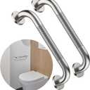 12 Inch Anti Slip Shower Safety Bars,Munzong 2 Pack Bathroom Grab Bars for Bathtubs and Showers,Brushed Nickel Knurled Handicap Balance Bar,Safety Hand Rail Support Elderly Senior Bath Handle