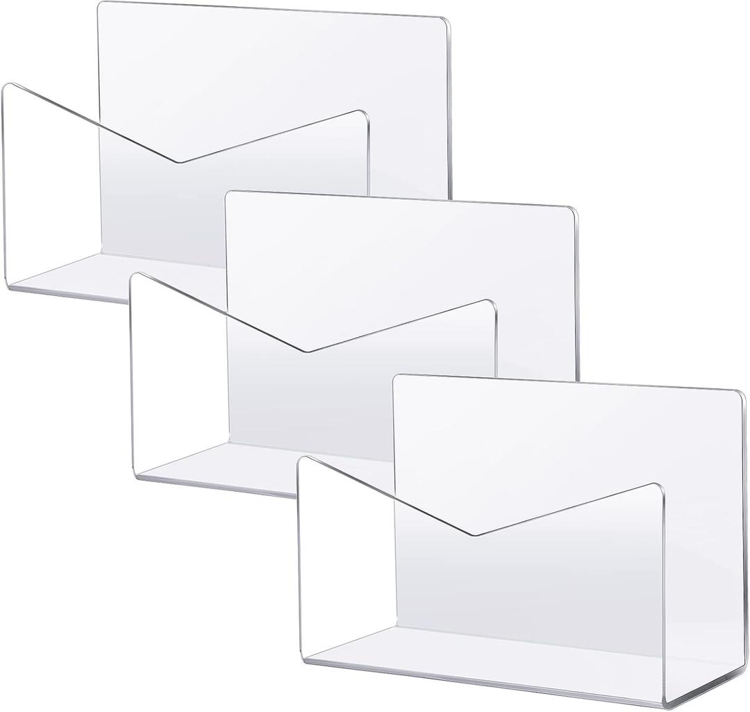 Maitys 3 Pcs Acrylic Mail Letter Organizer Countertop 6 x 2.5 x 4 Inches Clear Mail Postcard Holder Stand Greeting Card Display Rack Document Envelope Home School Office