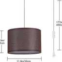 2 Pack Plug in Pendant Light, Hanging Light with 15Ft Clear Cord, On/Off Switch, Coffee Fabric Lamp Shade, Hanging Light Fixture for Bedroom, Kitchen