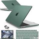 IBENZER Compatible with MacBook air 13 inch Case 2026 2025 2024 2023 2022 M4 A3240 M3 A3113 M2 A2681, HardShellCase w/KeyboardCover ScreenFilm Type-C for Mac air 13.6", Midnight Green, KK-MTGN+2TC