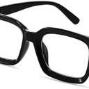 IBOANN Oversized Blue Light Glasses for Woman, Funky Fashion Glasses With Preppy Look, Reduce Screen Fatigue Computer Glasses