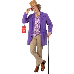 fun shack Mens Chocolate Factory Costume, Mens Chocolate Factory Owner Costume, Book Character Costumes For Adults (Large, Purple)
