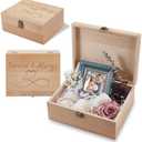 arricraft 1 Pc Wood Memory Keepsake Box, Forever and Always Memory Box with Hinged Lids Infinite Love Keepsake Chest for Wedding Anniversary Photo Letter Storage Valentine's Day Gift 9.6x7.6x4inch