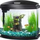 Aqueon MiniBow Small Aquarium Starter Kit, All-in-One Desktop Fish Tank for Betta, Shrimp or Small Fish, Includes SmartClean Filter Technology, LED Light and Conditioner, Black, 5 Gallon