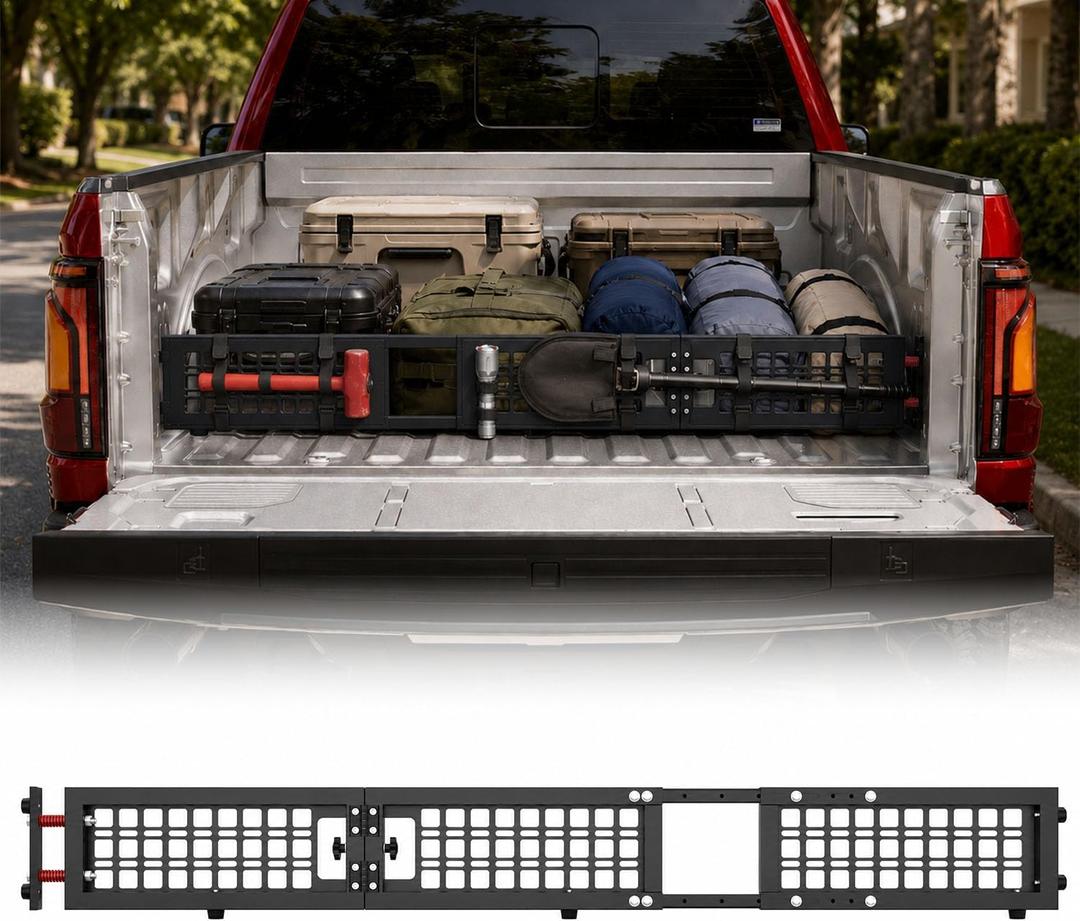 Truck Bed Divider 60"-70" Adjustable, Cargo Divider for Full Size Truck | Multi-Functional Cargo for Pickup Truck Bed, MOLLE Panel, Compatible with Ford F150 Chevy Silverado Gmc Sierra Cargo Manager