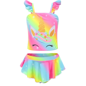 Akokvlar Two Pieces Swimsuit Mermaid Bikinis Tankini Bathing Suit for Little Girls 130